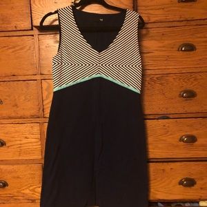 Brooklyn Industries Navy Blue Chevron Dress